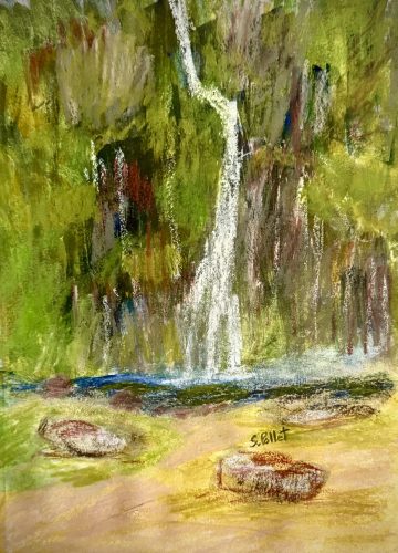 Waterfall Series: A delightful Spray7”X10”Acrylics and Pastels on Paper