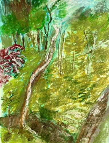 Waterfall Series: Just A Trickle7”X10”Acrylics and Pastels on Paper