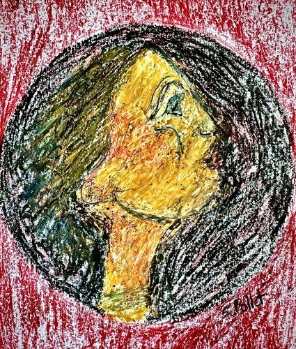 Greek Woman5.5”X8.5”Oil Pastels