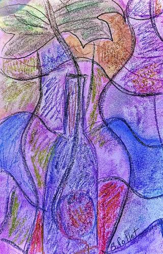 Abstract Still Life5.5”X8.5”Watercolor, Watercolor Pencils, Oil Pastels