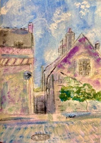 Street To The Harbor6”X 8”Acrylics and Pastels on Handmade Paper