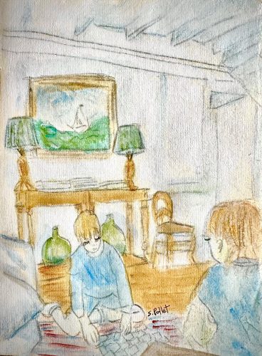 Playing Together6”X 8”Acrylics and Pastels on Handmade Paper