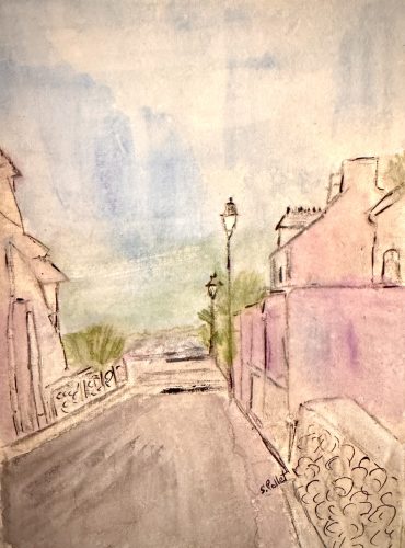 Street To The Beach6”X 8”Acrylics and Pastels on Handmade Paper