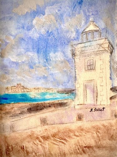 Harbor View6”X 8”Acrylics and Pastels on Handmade Paper