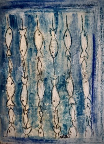 Window Dressing6”X 8”Acrylics and Pastels on Handmade Paper