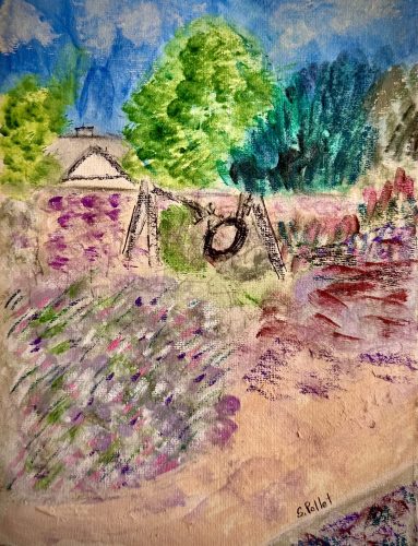 Tire Swing6”X 8”Acrylics and Pastels on Handmade Paper