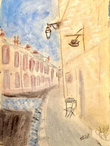 Street Sign6”X 8”Acrylics and Pastels on Handmade Paper