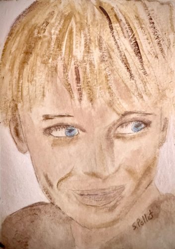 Blue Eyes6”X 8”Acrylics and Pastels on Handmade Paper
