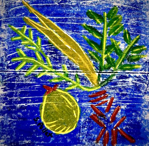 Lulav and Etrog With ColorLinocut on 5” X 7” paper