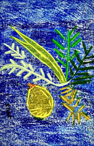 Lulav and Etrog With ColorLinocut on 5” X 7” paper