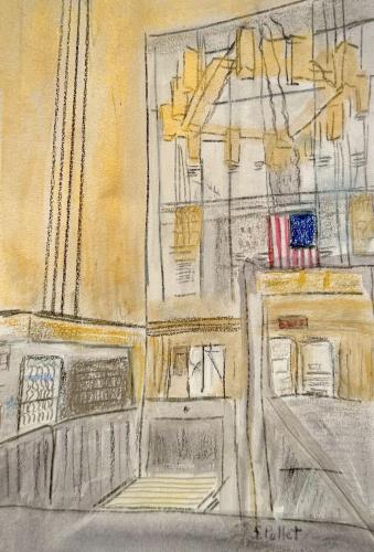 NYC Series:  100 Centre Street Lobby-Criminal Court5.5”X 8.5”Oil Pastels, Pastel Pencils, Acrylic