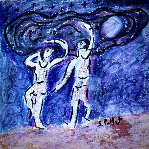 Moonlit Dance5.5” X 5.5”Oil Pastels, Pastel Pencils, Graphite