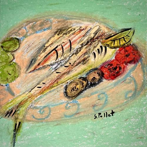 Fish Not Foul5.5” X 5.5”Oil Pastels, Pastel Pencils, Graphite