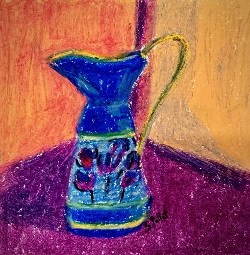 Go For the Jug, Not the Jugular5.5” X 5.5”Oil Pastels, Pastel Pencils, Graphite