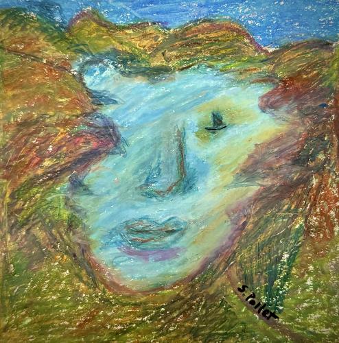 Mountain Face5.5” X 5.5”Oil Pastels, Pastel Pencils, Graphite