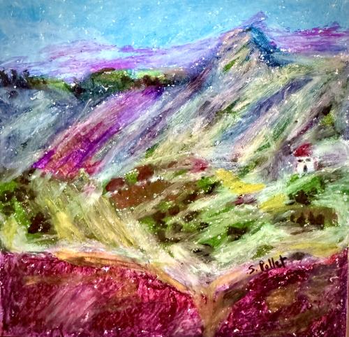 Mountains To The Sea5.5” X 5.5”Oil Pastels, Pastel Pencils, Graphite