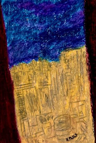 City Out Of The Window5.5” X 8.5”Oil Pastels, Pastel Pencils, Graphite