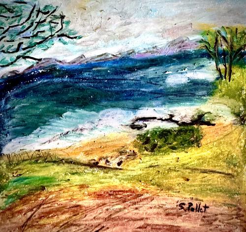 Hawaiian Island Coast5.9”X 5.9”Oil Pastels on Paper