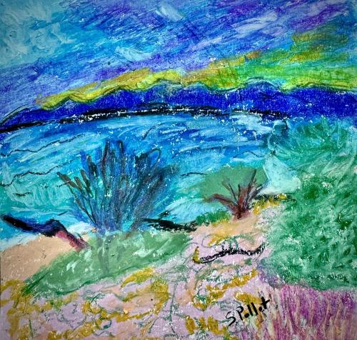 Beach Walk5.9”X 5.9”Oil Pastels on Paper