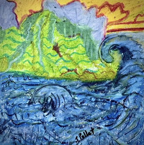 Wave Wonderland5.9”X 5.9”Oil Pastels on Paper