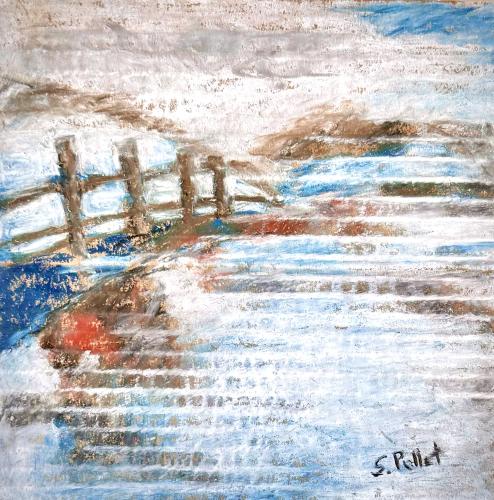 Snowy Field5.9”X 5.9”Oil Pastels on Cardboard