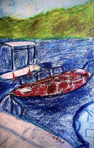 Boat Berth5.9”X 5.9”Oil Pastels on Paper