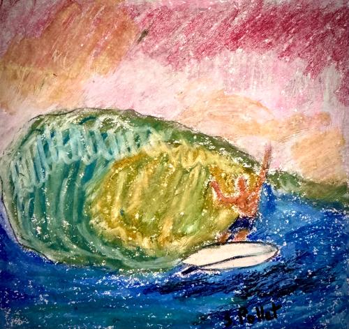 Hawaiian Ride5.9”X 5.9”Oil Pastels on Paper