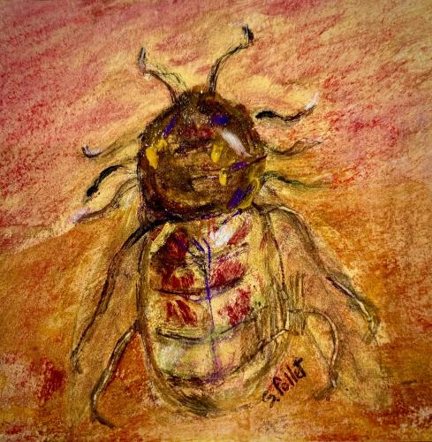 Bee/Beetle/Be Happy5.9”X 5.9”Oil Pastels and Pastel Pencils on Paper