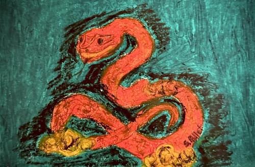 Year Of The Snake5.5” X 8.5”Oil Pastels and Pastel Pencils on Paper