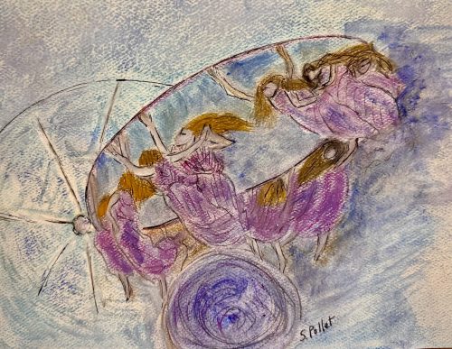 Holding On9”X 12” Acrylics and Pastels on Paper