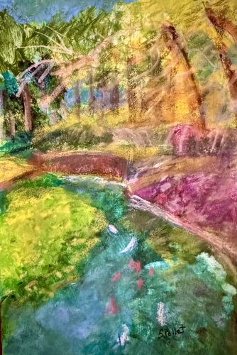 Garden with Fish5.5”X 8.5”Acrylics and Pastels on Paper