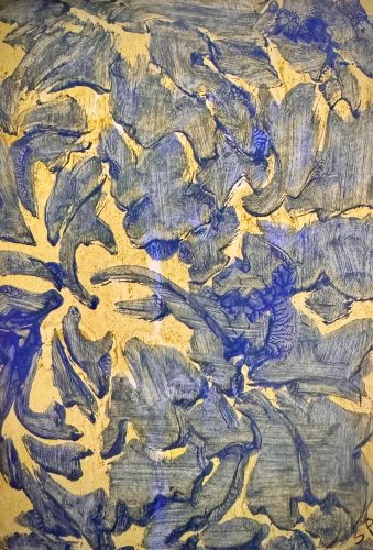 Blue and Gold Pattern5.5” X 8.5”Acrylics on Paper