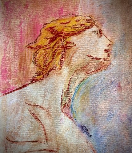 Beauty Italian Style9” X 12”Acrylics and Pastels on Paper