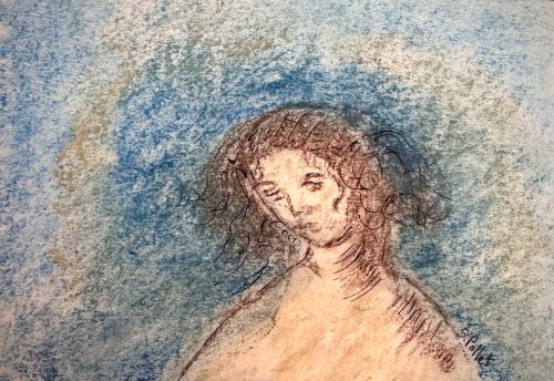 A Thinker5.5” X 8.5”Acrylics and Pastels on Paper