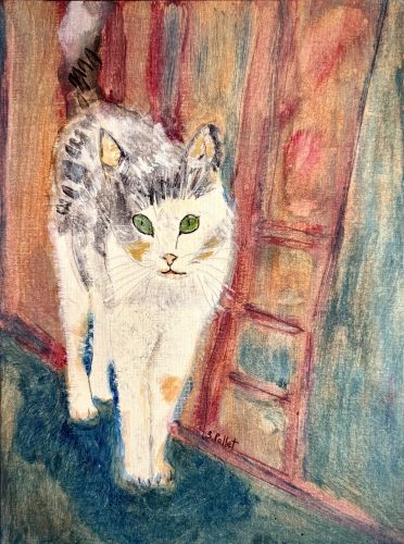 Curious Cat9”X12”Acrylic on Paper