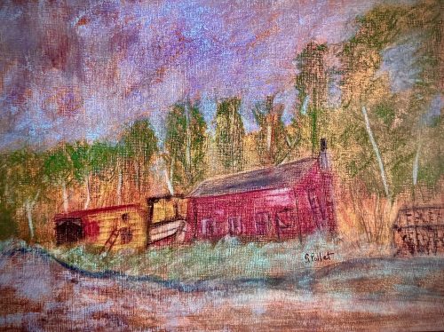 Fishing Cabin9”X12”Acrylic on Paper