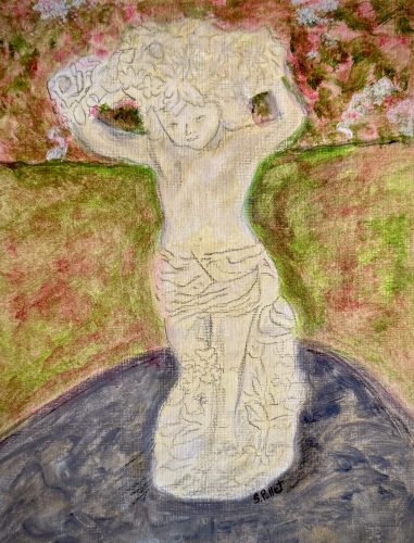 Garden Statue9”X12”Acrylic on Paper