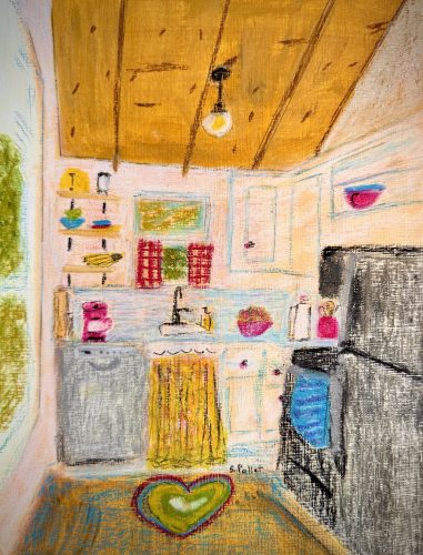 Cozy Cabin5.8”x 8.3”Acrylics and Pastels on Paper