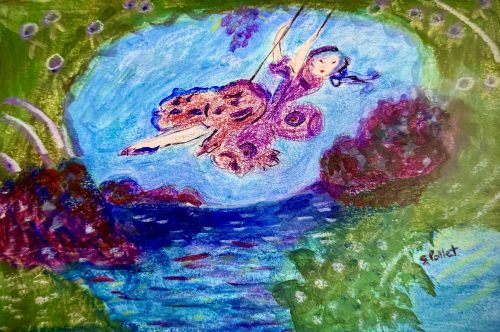 Swinging Free5.8”x 8.3”Acrylics and Pastels on Paper