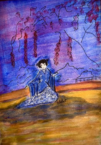 Kimono Calm5.8”x 8.3”Acrylics and Pastels on Paper