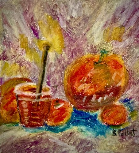 Fruit and Honey5.8”x 8.3”Acrylics and Pastels on Paper