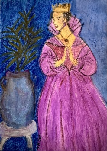 Queen Esther5.8”x 8.3”Acrylics and Pastels on Paper