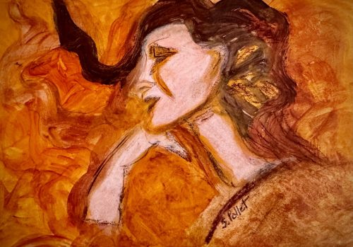 Thinking Deeply5.8”x 8.3”Acrylics and Pastels on Paper