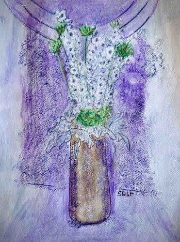 Frick Flowers9”X12”Acrylics and Pastels on Paper