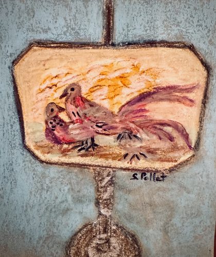 Fireplace Screen5.8”x 8.3”Acrylics and Pastels on Paper