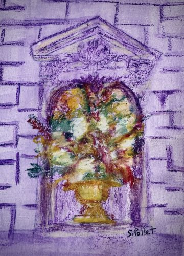 Met Flower Arrangement NYC5.8”x 8.3”Acrylics and Pastels on Paper