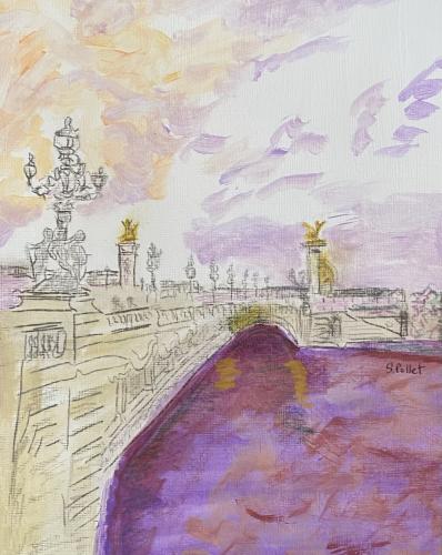 Pont Alexandre III, Paris9” X 12”Acrylic, Gouache, Pastel Pencils, and Graphite