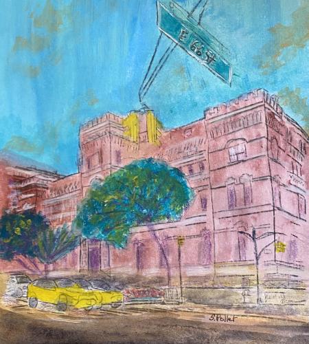 NYC Series:  Park Avenue Armory9” X 12”Acrylic, Gouache, Pastel Pencils, and Graphite