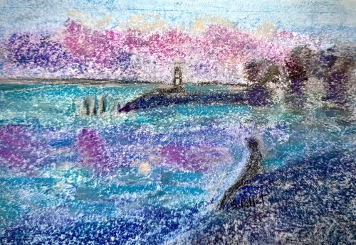 Jetty View5.5”X 8.5”Pastels on Paper