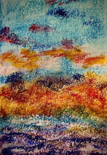 Fiery Sunset5.5”X 8.5”Pastels on Paper